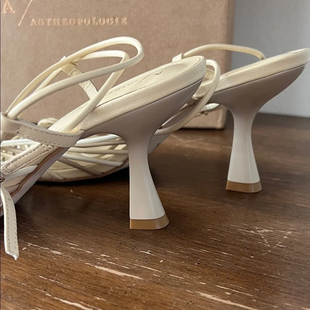 Anthropologie Cream Strappy Heels